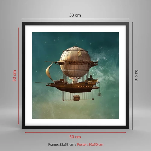 Poster in black frame - Greetings from Jules Verne - 50x50 cm