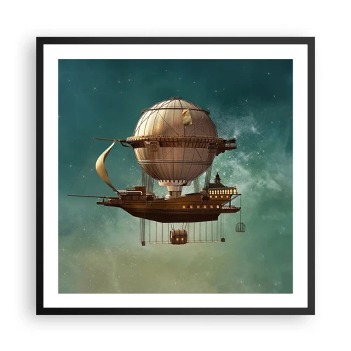 Poster in black frame - Greetings from Jules Verne - 60x60 cm