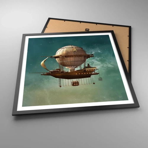 Poster in black frame - Greetings from Jules Verne - 60x60 cm