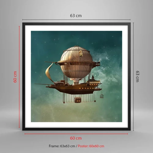 Poster in black frame - Greetings from Jules Verne - 60x60 cm