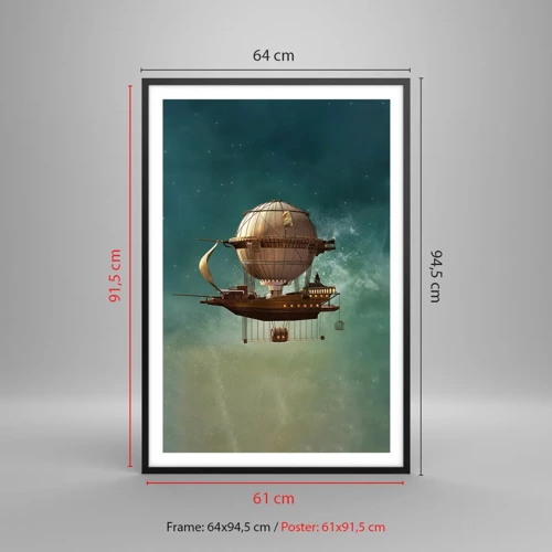 Poster in black frame - Greetings from Jules Verne - 61x91 cm