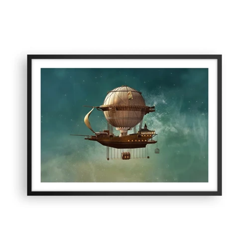 Poster in black frame - Greetings from Jules Verne - 70x50 cm