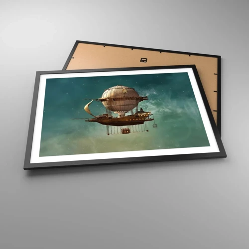 Poster in black frame - Greetings from Jules Verne - 70x50 cm