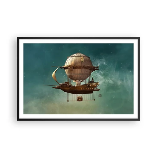 Poster in black frame - Greetings from Jules Verne - 91x61 cm