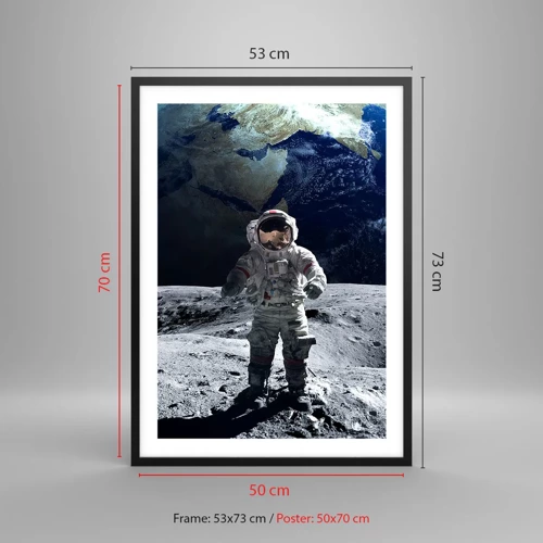 Poster in black frame - Greetings from the Moon - 50x70 cm