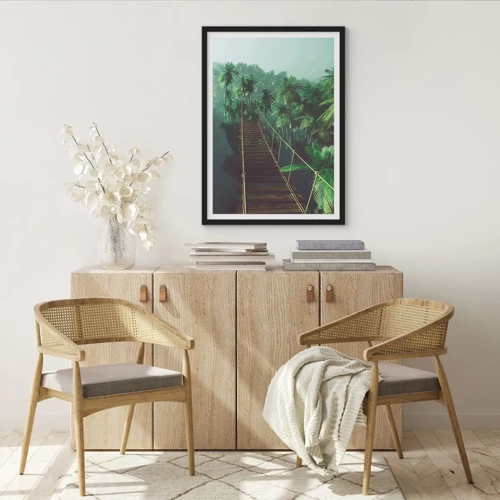 Poster in black frame - Hanging Bridge in the Green - 50x70 cm