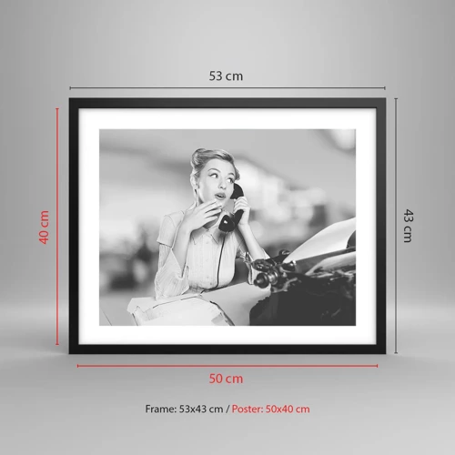 Poster in black frame - Hello, Here Come the 50-ies - 50x40 cm