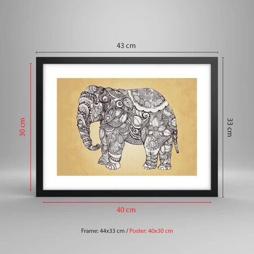 Poster in black frame - Hidden Elephant - 40x30 cm