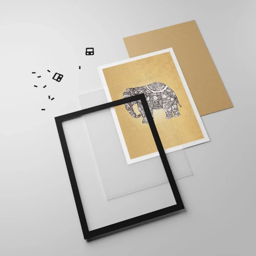 Poster in black frame - Hidden Elephant - 50x70 cm