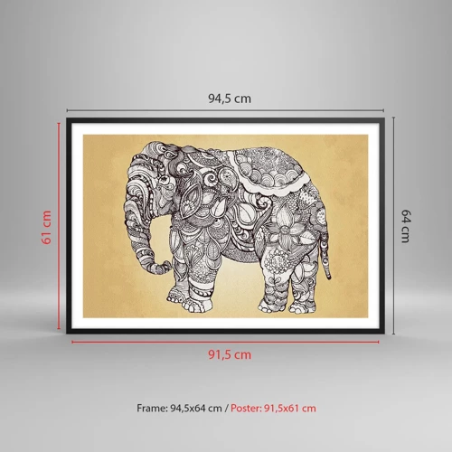 Poster in black frame - Hidden Elephant - 91x61 cm