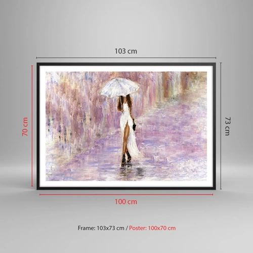 Poster in black frame - In Liliac Rain - 100x70 cm