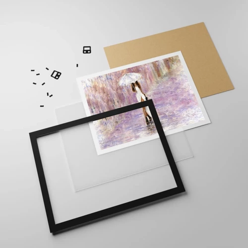 Poster in black frame - In Liliac Rain - 100x70 cm