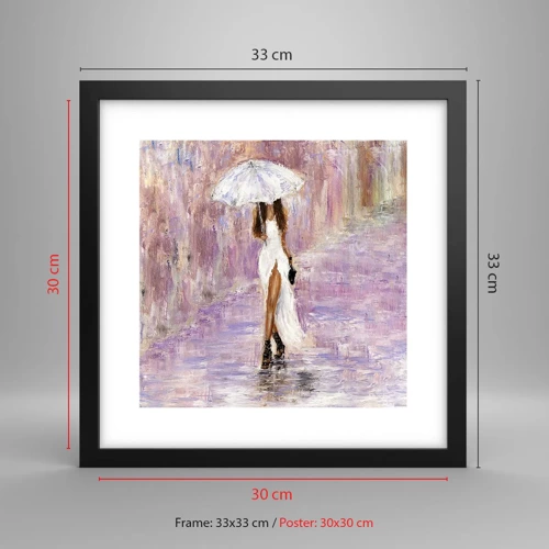 Poster in black frame - In Liliac Rain - 30x30 cm