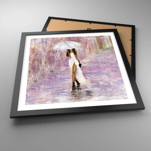 Poster in black frame - In Liliac Rain - 40x40 cm