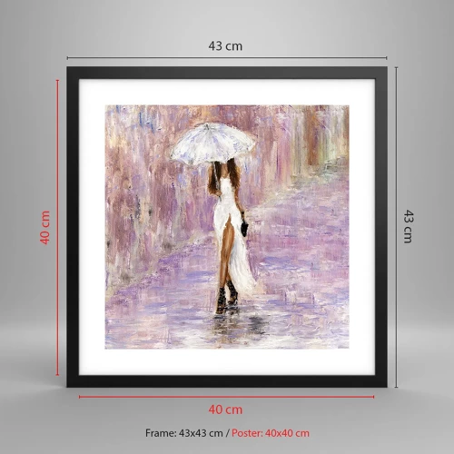 Poster in black frame - In Liliac Rain - 40x40 cm