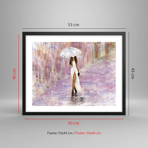 Poster in black frame - In Liliac Rain - 50x40 cm