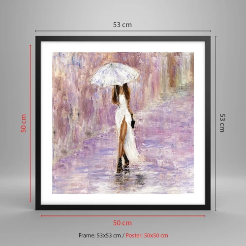 Poster in black frame - In Liliac Rain - 50x50 cm