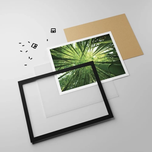 Poster in black frame - In a Bamboo Forest - 100x70 cm