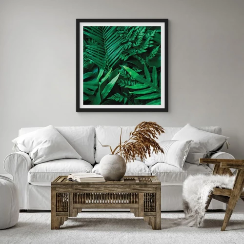 Poster in black frame - In a Green Hug - 60x60 cm