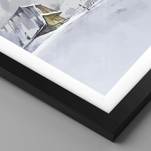Poster in black frame - In a Snowy Valley - 91x61 cm