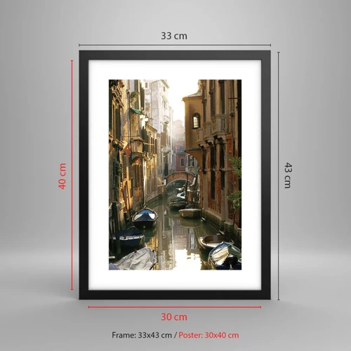 Poster in black frame - In a Venetian Alley - 30x40 cm