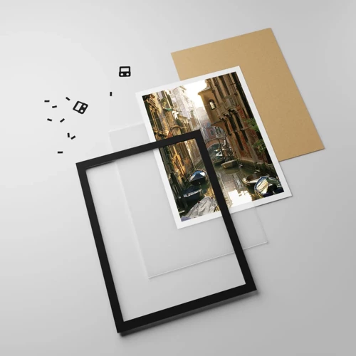 Poster in black frame - In a Venetian Alley - 30x40 cm