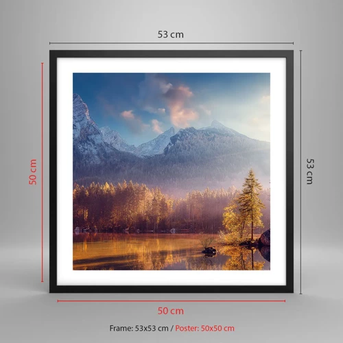 Poster in black frame - In the Mountains and Valleys - 50x50 cm