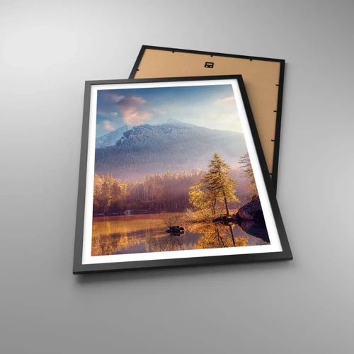 Poster in black frame - In the Mountains and Valleys - 50x70 cm