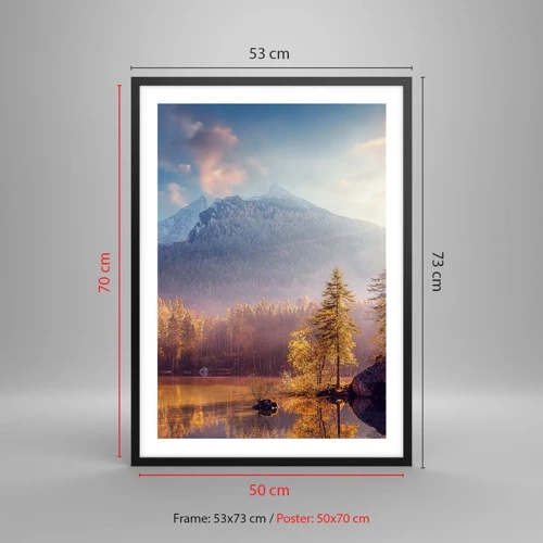 Poster in black frame - In the Mountains and Valleys - 50x70 cm