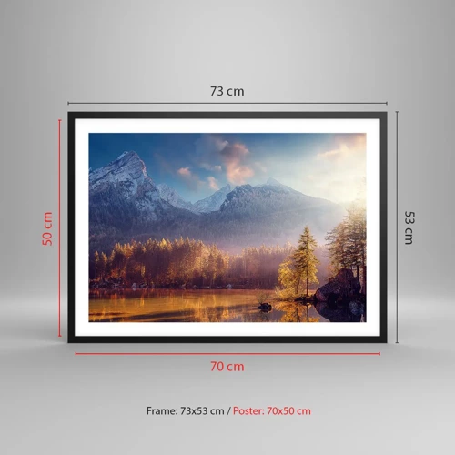 Poster in black frame - In the Mountains and Valleys - 70x50 cm