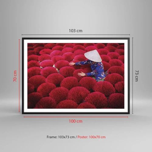 Poster in black frame - In the Rice Field  - 100x70 cm