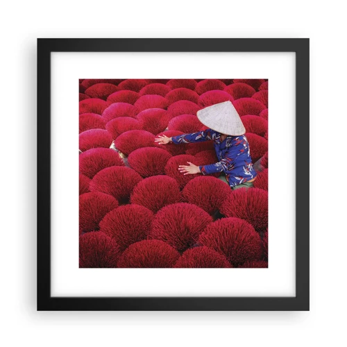 Poster in black frame - In the Rice Field  - 30x30 cm