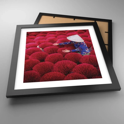 Poster in black frame - In the Rice Field  - 30x30 cm