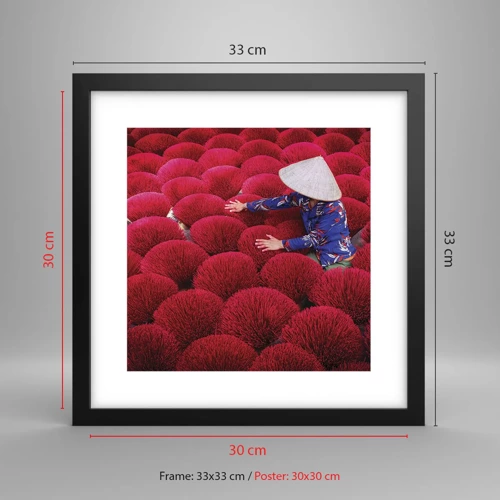 Poster in black frame - In the Rice Field  - 30x30 cm