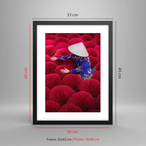 Poster in black frame - In the Rice Field  - 30x40 cm