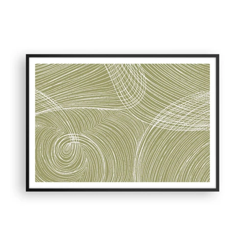 Poster in black frame - Intricate Abstract in White - 100x70 cm