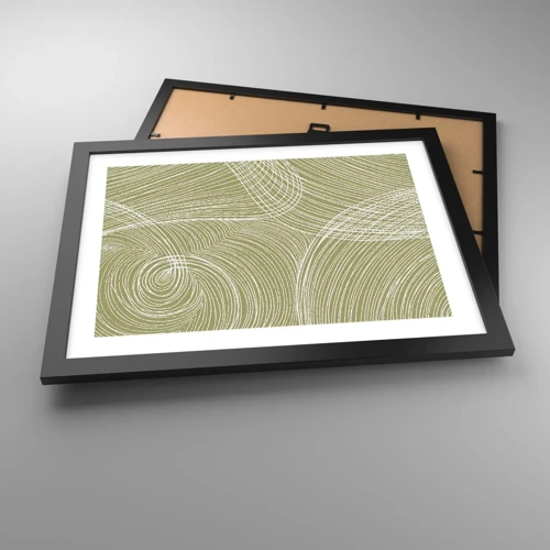 Poster in black frame - Intricate Abstract in White - 40x30 cm
