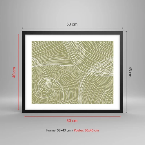 Poster in black frame - Intricate Abstract in White - 50x40 cm