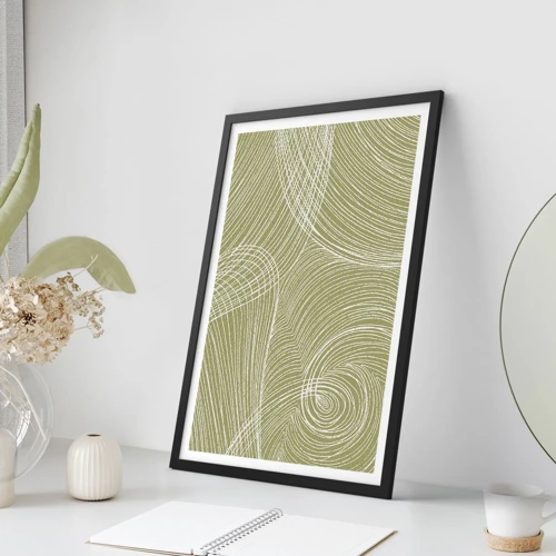 Poster in black frame - Intricate Abstract in White - 70x100 cm