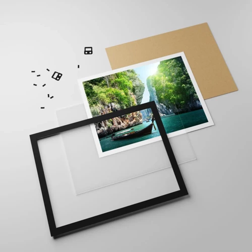 Poster in black frame - Invitation for an Exotic Trip - 100x70 cm