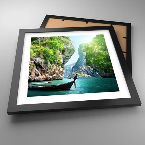 Poster in black frame - Invitation for an Exotic Trip - 30x30 cm