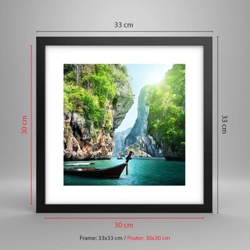 Poster in black frame - Invitation for an Exotic Trip - 30x30 cm