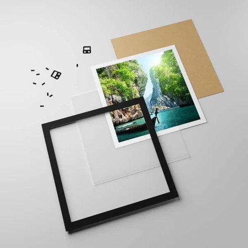 Poster in black frame - Invitation for an Exotic Trip - 30x30 cm