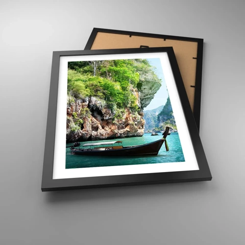 Poster in black frame - Invitation for an Exotic Trip - 30x40 cm