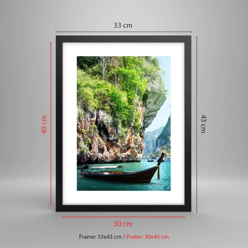 Poster in black frame - Invitation for an Exotic Trip - 30x40 cm