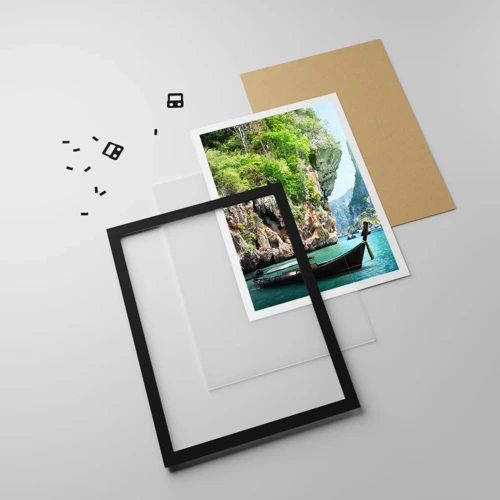 Poster in black frame - Invitation for an Exotic Trip - 30x40 cm