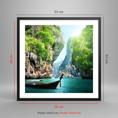 Poster in black frame - Invitation for an Exotic Trip - 50x50 cm