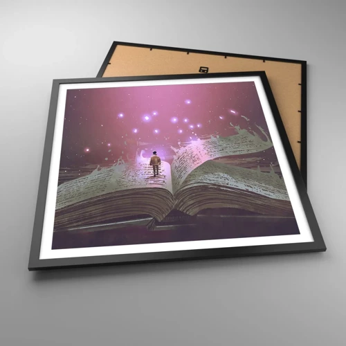Poster in black frame - Invitation to Another World -Read It! - 60x60 cm