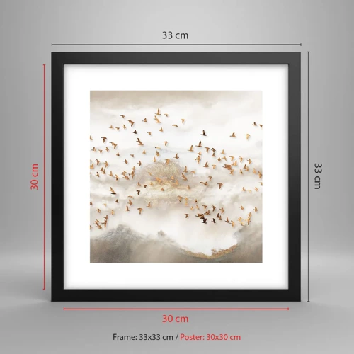 Poster in black frame - It Is Time - 30x30 cm