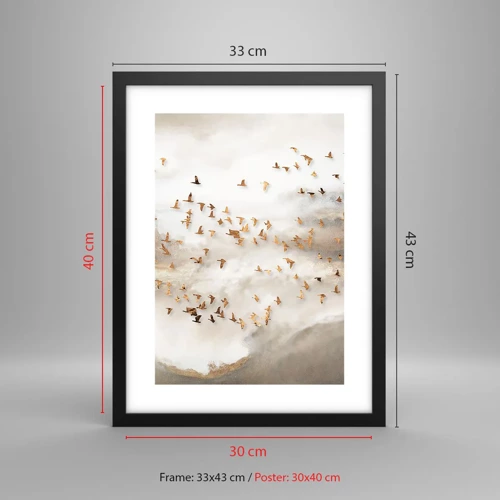 Poster in black frame - It Is Time - 30x40 cm